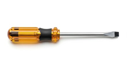 Fototapeta premium Flathead screwdriver with an amber handle.