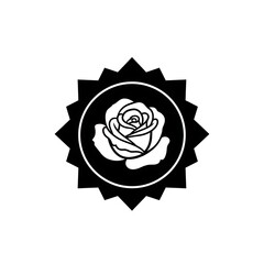 Classic rose emblem with starburst border