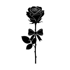 Elegant black rose with a decorative bow
