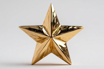 Beautiful Christmas Gold metallic star decoration on neutral background