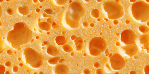 Bright seamless pattern of orange cheese with holes and textures