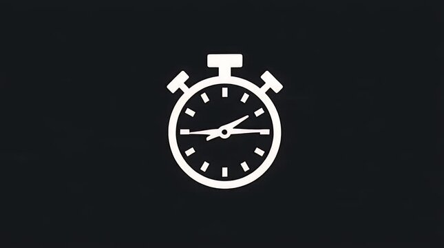 A white stopwatch icon against a dark black background