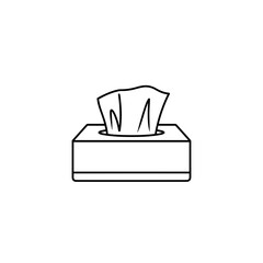 Tissue box with tissue protruding from the top in line art style  