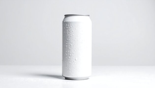 White can stands with water droplets on the surface, against a white background, creating a clean, simple composition