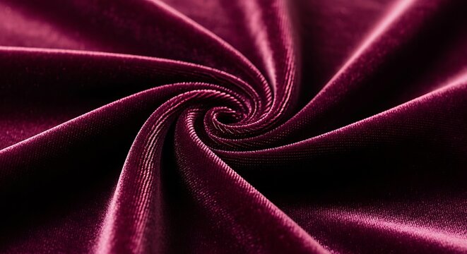 A Close-Up Of Luxurious Burgundy Velvet Fabric Twisted Into A Beautiful Spiral Pattern. This Rich Texture Creates An Elegant Abstract Background.