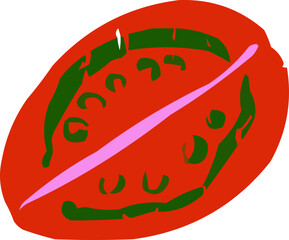 Textured Doodle Full Color Isolated Tomato Slice