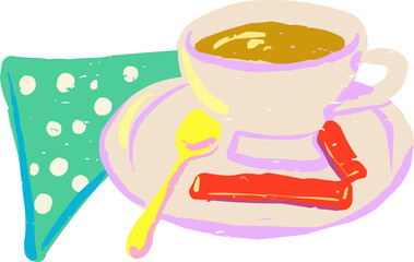 Doodle Cappuccino Coffee Sugar Packets Green Napkin