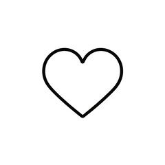 Simple and elegant black heart outline in thin line art style. Clean, modern and universal illustration suitable for branding, social media, packaging, stickers and decorative graphic design.