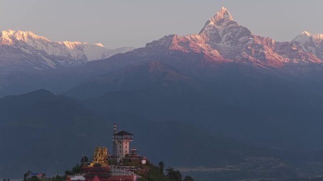 Aerial view of Sarangkot and Machhapuchhre, Nepal.
