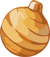 A warm golden Christmas ornament with soft swirling stripes and smooth shading creates a cozy festive holiday accent.