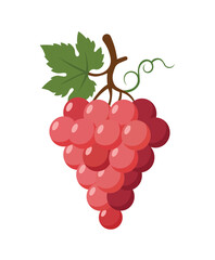 Vibrant Red Grapes Bunch with Green Leaf