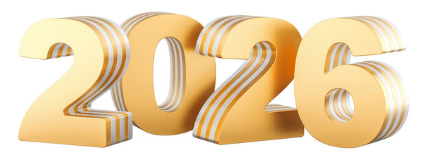 2026 golden layered numbers, 3d rendering