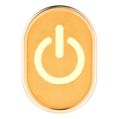 Golden power button icon, 3d rendering