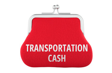 Transportation cash concept with coin purse. 3D rendering