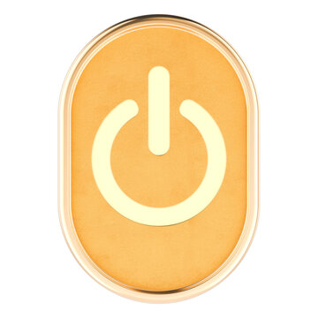 Golden power button icon, 3d rendering