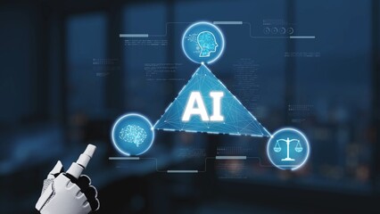 Explore a cutting-edge representation of artificial intelligence, combining human intellect and ethical considerations, highlighting the future of technology and innovation. Synapse