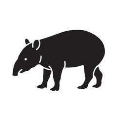 Fototapeta premium Tapir silhouette vector illustration simple flat glyph design isolated on a white background