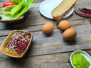 spices fresh eggs spices bread. Breakfast cooking products