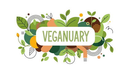 Embrace Veganuary with this vibrant and modern design promoting plant-based living, perfect for healthy lifestyle campaigns and eco-friendly initiatives to inspire positive change