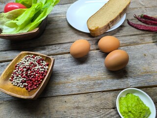 spices fresh eggs spices bread. Breakfast cooking products