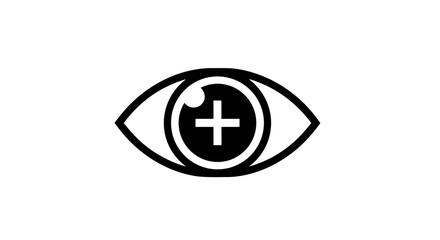 Eye with plus sign representing vision enhancement, ideal symbol for health and wellness industry. Eye symbol signifies clarity and focus, perfect for educational and medical concepts.