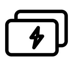 Flashcard icon featuring lightning bolt design in minimal style for educational and digital applications. Flashcard icon emphasizes visual learning, digital resources, and engagement in education.