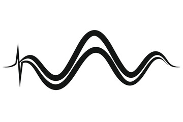 Black waveform symbol displays undulating lines against a clean white backdrop smoothly and clearly