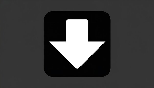 White downward arrow inside rounded black square against gradient gray background, center aligned