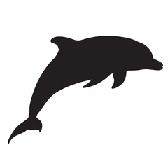 Silhouette of a dolphin jumping simple flat vector illustration isolated on white background