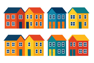 Naklejka premium Vibrant colorful houses pattern for modern urban design and decoration