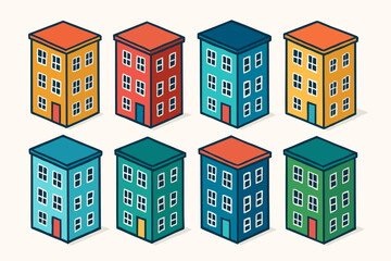 Naklejka premium Colorful geometric building pattern for urban design projects