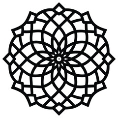 Obraz premium Intricate black line art creates a complex floral mandala shape on a white canvas