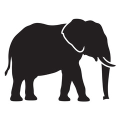 Fototapeta premium Elephant silhouette vector illustration simple black and white design isolated on white background