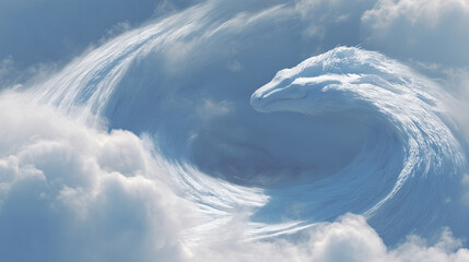 Blizzard twisting into a swirling serpent made of snow and wind