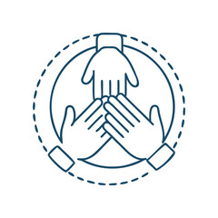 Fototapeta premium Teamwork Unity Hands Icon – Line Art Collaboration Symbol