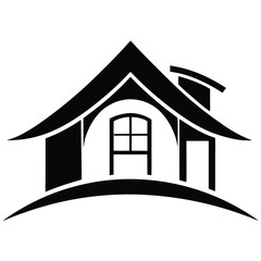 Simplistic black and white house icon showcases modern design with sleek lines