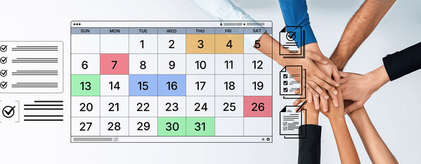 A digital calendar interface for business planning and organization. Used for scheduling events,...