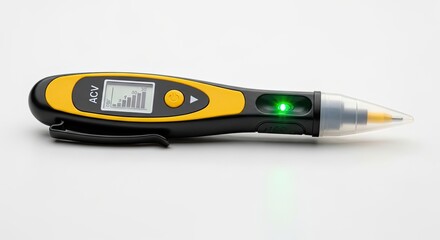 Digital voltage tester with LCD display on a white background.