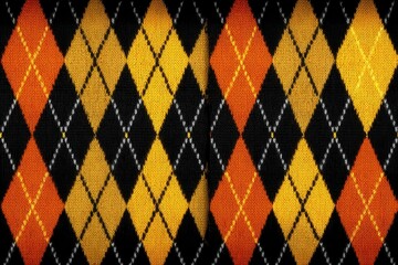 Seamless argyle pattern in orange, black and yellow for fabric and fashion design
