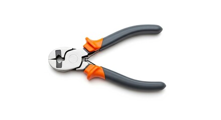 Obraz premium Orange and black metal pliers on a white background.