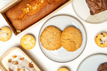 Assortment of baked goods creating sweet dessert collection