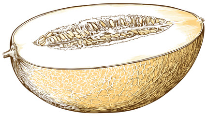 Fresh and Colorful Melon Drawing with Text 'melon' in Vector Format