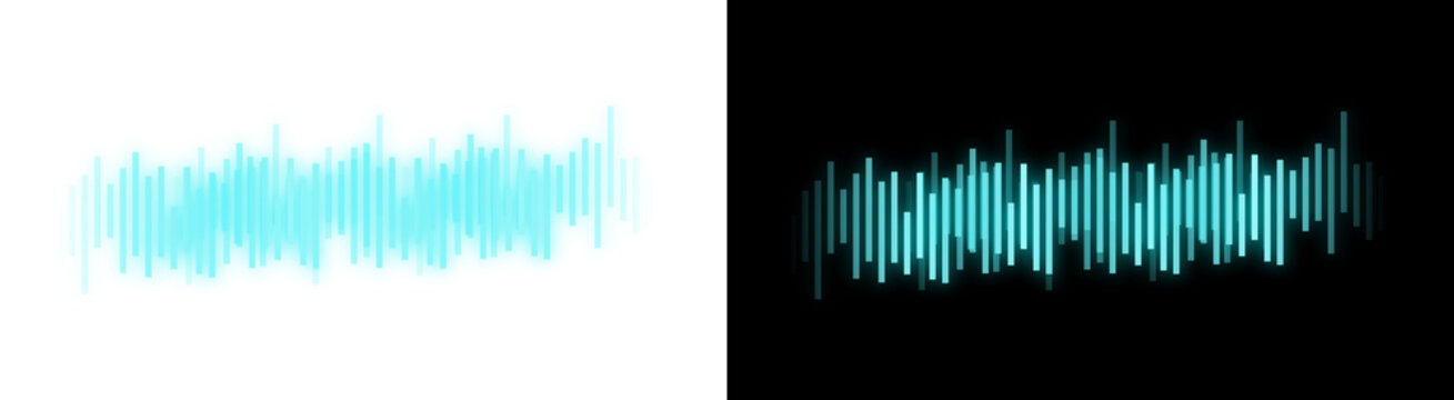 PNG image of&nbsp;Two vibrant audio waveforms glow against a representing sound visualization and digital signal processing for music production and analysis tools on transparent background