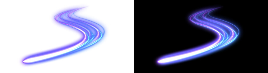 PNG image of Luminous light trails create a dynamic and futuristic effect against a perfect for adding energy and motion to graphic designs and visual projects on transparent background