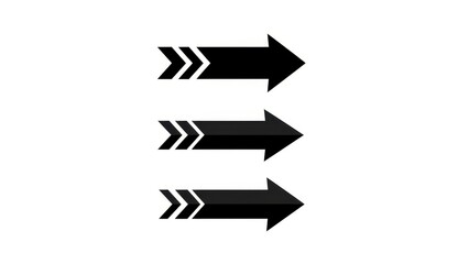 Three Black Arrows Pointing Right with Chevron Design.