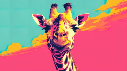 Illustration of a giraffe on a bright background