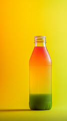 Colorful gradient drink bottle on yellow background  