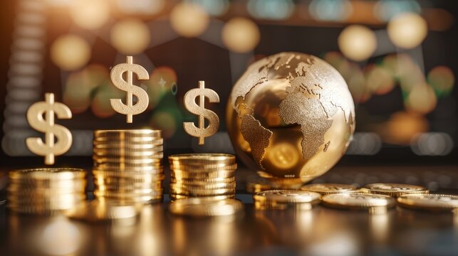 Global economic pressure  earth model surrounded by percentage symbols illustrating inflation impact