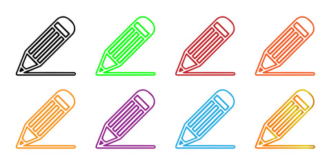 Colorful Outline Pencil Writing Edit Icon Set