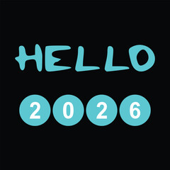 Hello 2026 graphic illustration for new year celebrations and greetings © sobuj